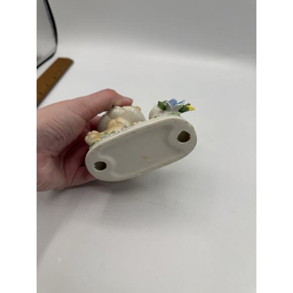 Vintage Bear with Flowers and Pot-Porcelain Toothpick Holder 1950'S - Picture 6 of 10